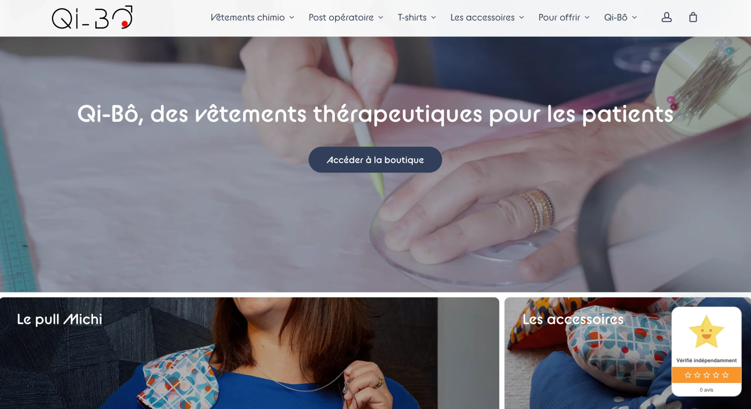 Création du site internet de la marque Qi-Bo, une boutique en ligne.