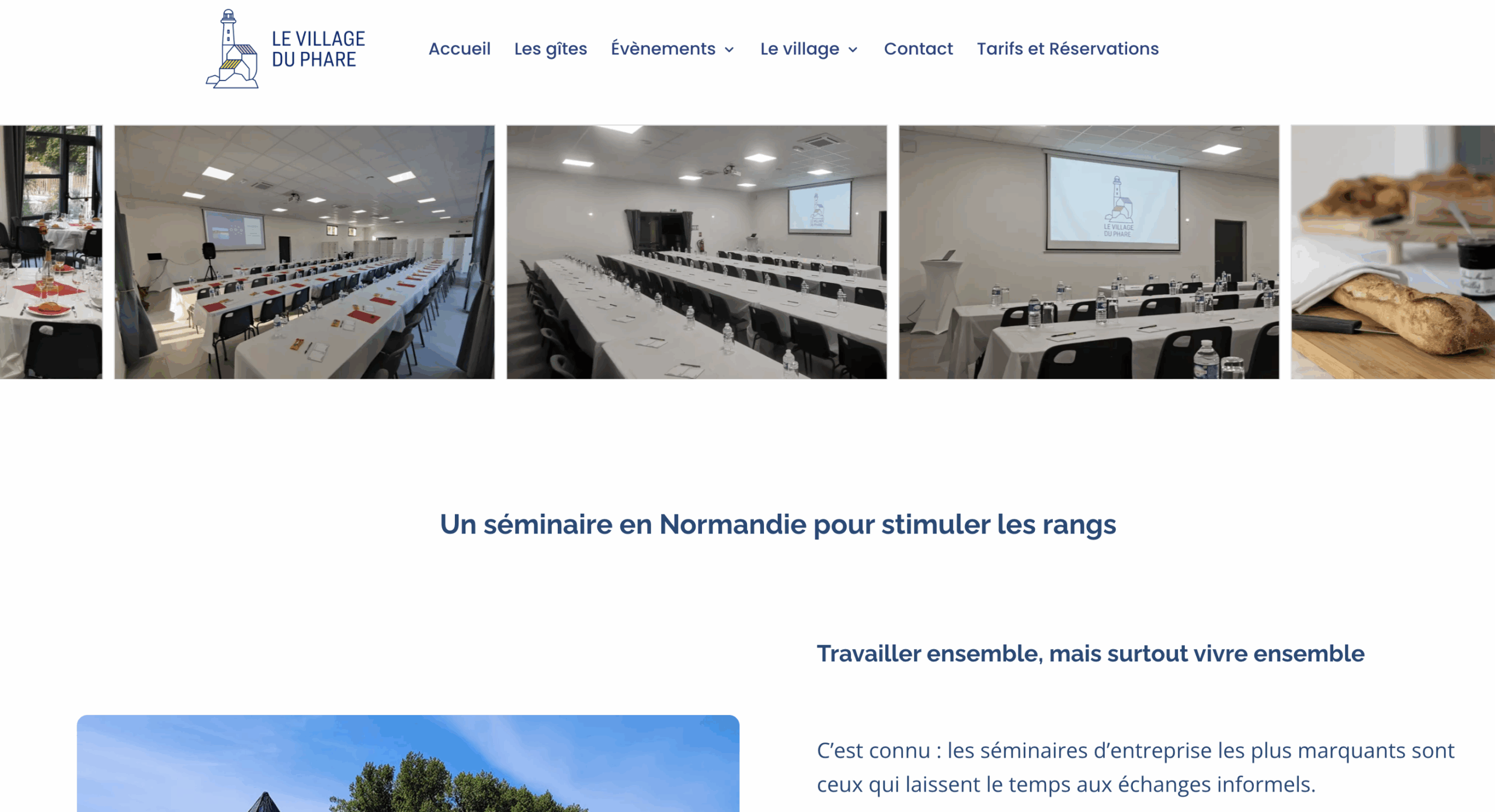 Page services du site web du village du phare après refonte.